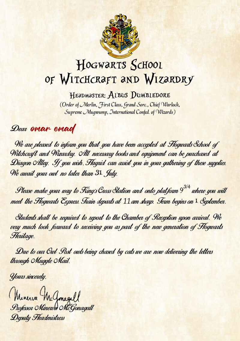 ⁦Hogwarts Letter⁩ - الصورة ⁦2⁩