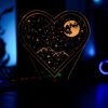 3D Acrylic Led Lamp 16 color RGB Heart With Moon Design
