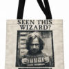 Wanted Black Full Print Tote Bag